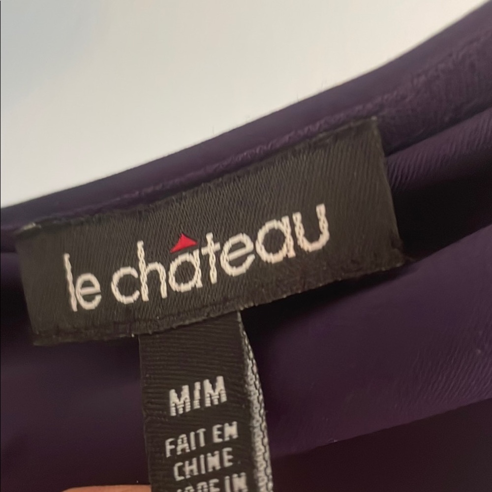 🇨🇦 Le chateau Elegant Dark Purple Sleeveless Satin Dress, size medium - Picture 3 of 17